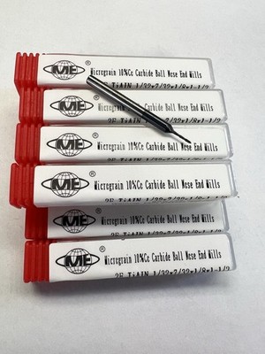 10pcs 1/32'' Tialn coated solid Carbide Ball End Mills 2 Flt S/E #1006-BTN2F-132