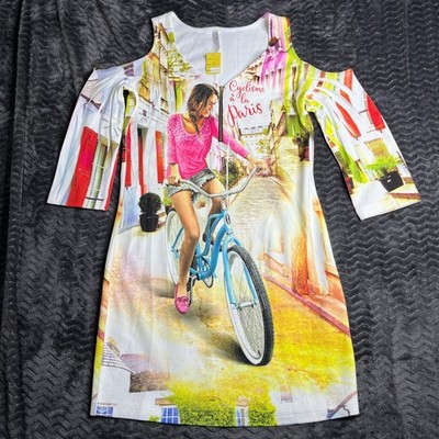Joo Bee USA Dress ''cyclisme a la Paris'' zip off shoulders Size Large NWT