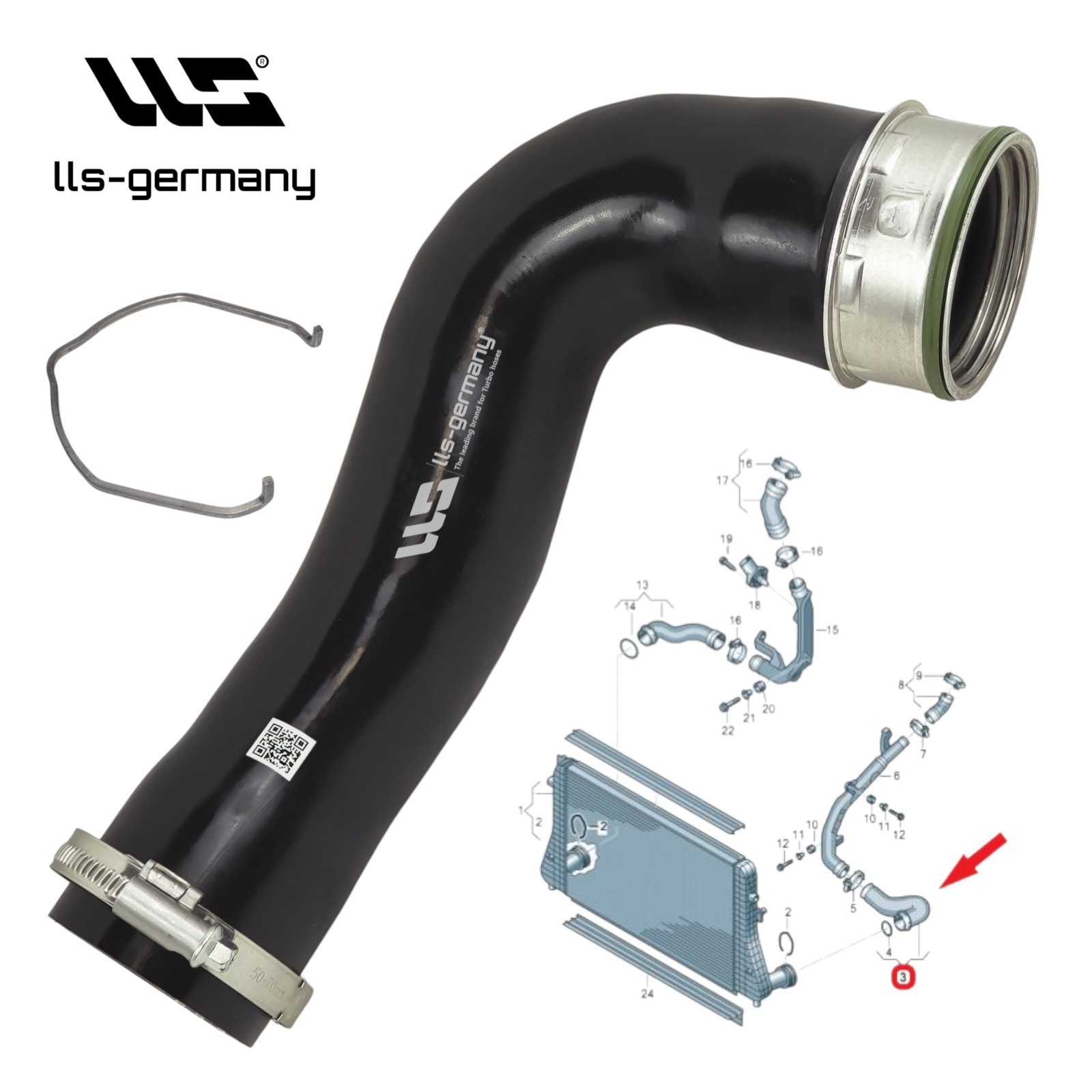 Turbo Hose Charge Air Hose For VW Eos (1F7, 1F8) 2.0 TDI 1K0145832N