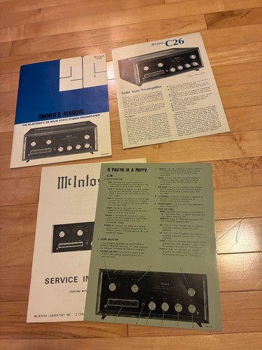 McIntosh C26 Solid State Stereo Preamplifier catalog spec booklet service manual