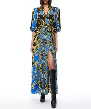 Alice + Olivia Alisa Regal Romance Sapphire Maxi Wrap Dress Blue Floral 10