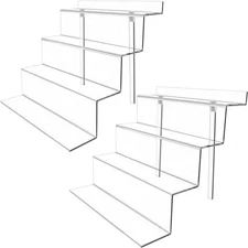 2 Pack 4 Tier Acrylic Display Riser, Clear Display Stand for Amiibo Funko POP...
