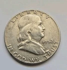 1952 -Ben Franklin-Half Dollar-90% Silver, Circulated-  Vintage Auction- 👀