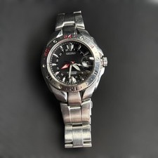 SEIKO Perpetual Calendar 8F56-002A GMT Mens Watch Stainless Steel Japan Quartz