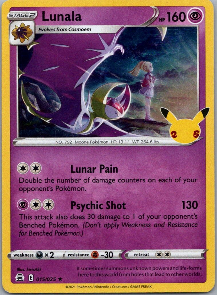 Pokemon TCG Lunala 15/25 Celebrations Holo LP
