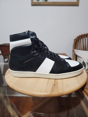 Saint Laurent SL/10H High Shoes Men s Black And White Leather Size 46 
