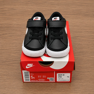 Nike Court Borough Low Toddler Size 5C Black White Sneakers Shoes