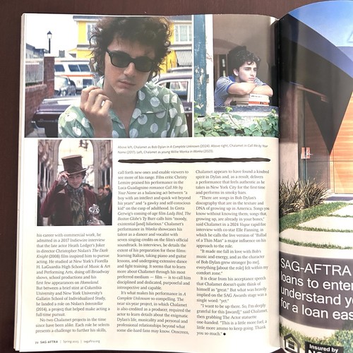 RARE TIMOTHEE CHALAMET COVER SAG-AFTRA MAGAZINE JANE FONDA LIFE ACHIEVEMENT 2025 - Picture 4 of 5