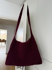 Ausgefallene Damen Walk  Schultertasche Wolle Burgundy Top Zustand!