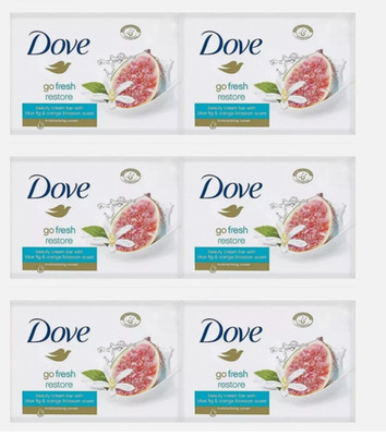 6 x DOVE Go Fresh Restore Beauty Cream bar Twin bar 90g(12 Bars Total) uk seller