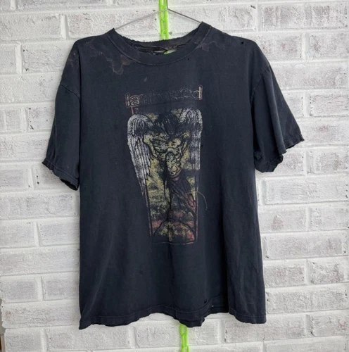 y2k thrashed distressed faded Lamb of God metal band Vintage vintage concert t-shirt, vintage, single stitch, B+ condition