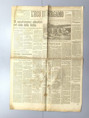 L'ECO DI BERGAMO 26. Juni 1943 Zweiter Weltkrieg-Messina-Vizzini-Sizilien