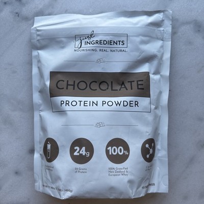Just Ingredients Chocolate Protein Powder, 24g Protein, Grass-Fed. BB: 2027. 
