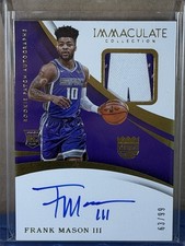 2017 Panini Immaculate 63/99 Frank Mason III #101 RPA Rookie Patch Auto RC