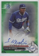 2017 Bowman Chrome Prospect Green Refractor 22/99 Starling Heredia Auto 4xw