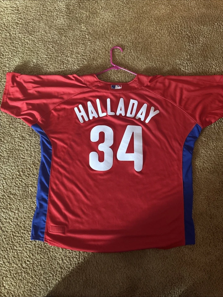Camiseta deportiva de práctica de bateo Mitchell & Ness roja XL Roy Halladay Philadelphia Phillies Foto 4 de 4