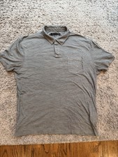 John Varvatos Gray Men's Polo Shirt Collared Pocket Button Short Sleeve Size M