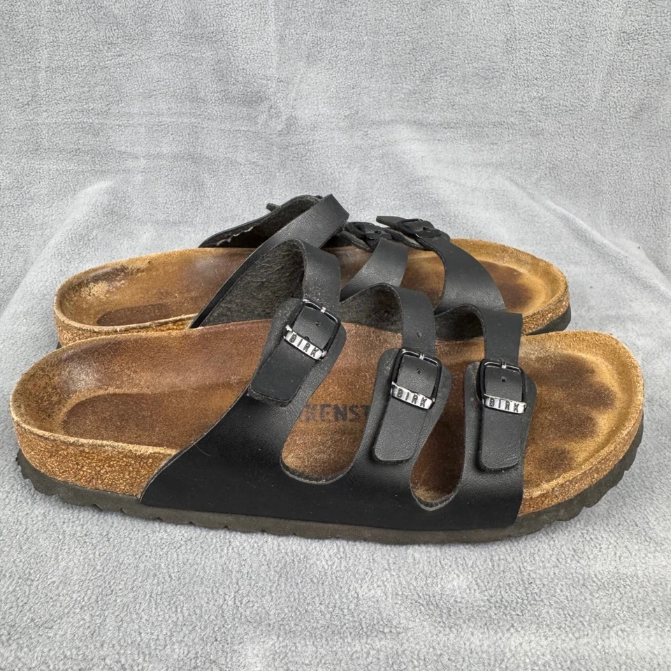 Sandalias Birkenstock Florida de cuero negro con triple correa plantilla de corcho 39 Foto 4 de 4