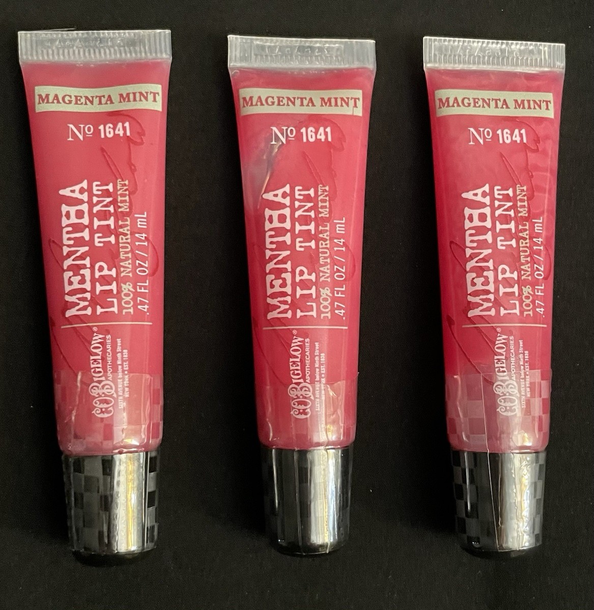 c.o. magenta mint mentha lip tint NEW! Lot Of 3 - C.O. BIGELOW Mentha Lip Tint MAGENTA MINT No. 1641 Sealed