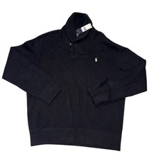 NWT Polo Ralph Lauren Mens Shawl Collar Cotton Sweater Black Large New old stock