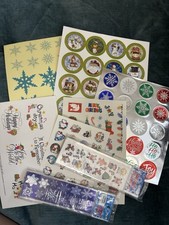 Christmas Sticker Lot Vintage New Foil Greeting Reward Envelope Sealer
