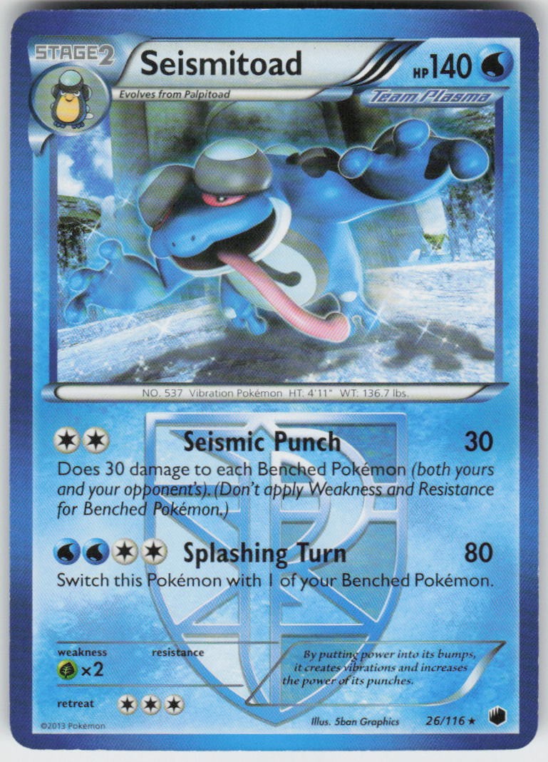 SEISMITOAD 26/116 PLASMA FREEZE POKEMON RARE NM/M