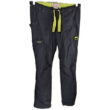 Koi Cargo Scrub Pants Black Yellow Womens Small Tall 34x33