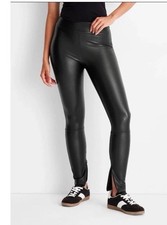Women  s A New Day Black Faux Leather Ankle Zip Leggings XS NEW 