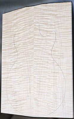 Figured 4A Curly Maple Droptop Glued Guitar Luthier Wood (21'' x 15-1/2'' x 7/16'')
