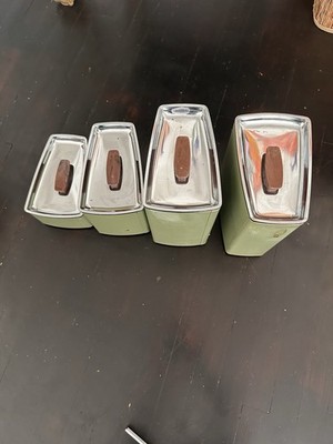 Vintage MCM Lincoln BeautyWare Four-Piece Avocado Green Kitchen