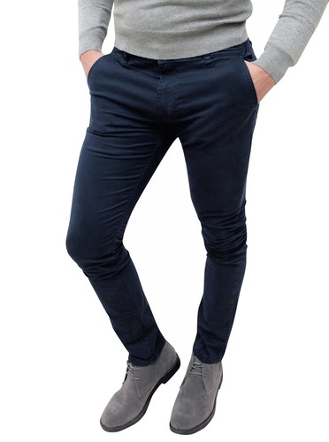 Pantaloni uomo invernali blu scuro slim fit aderenti casual eleganti da 42  a 60 | eBay