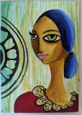 ACEO Original Painting art card  ATC  women    Hand painting