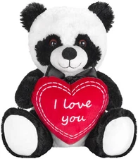 BRUBAKER Panda Plush Bear with Red Heart - I Love You - 10 Inch -
