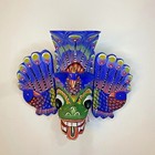 Wooden Hand Curved Sri Lankan Traditional Devil Peacock Mask Wall Hang Home Deco