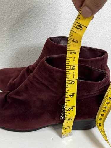 CALL IT SPRING Burgundy Velvet Side Zip Block Heel Ankle Boots Women’s Size 9 - Picture 11 of 14