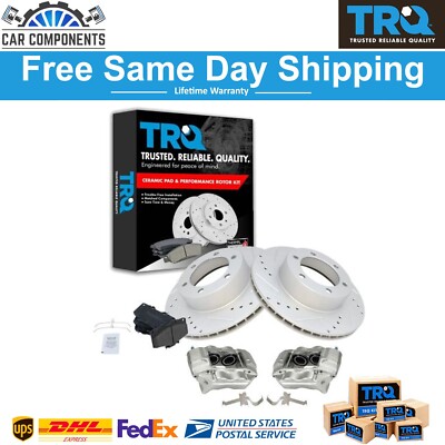 TRQ Front Brake Calipers Pads & Drilled Rotors For 1996-2000 Toyota 4Runner