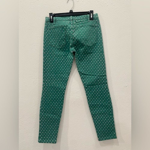 Current Elliott Green & White Polka Dot Skinny Jeans sz 27 Artsy Fun - Picture 5 of 6