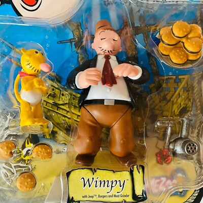 NEW 2001 Mezco Popeye Series 1 Wimpy w/ Burgers, Meat Grinder
