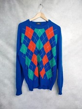 vintage st michael jumper size medium, argyle blue/red.  lambswool w repair