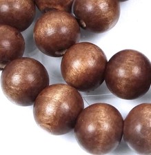 11mm Sienna Wood Round Rocaille Brown Beads 16" 3mm hole