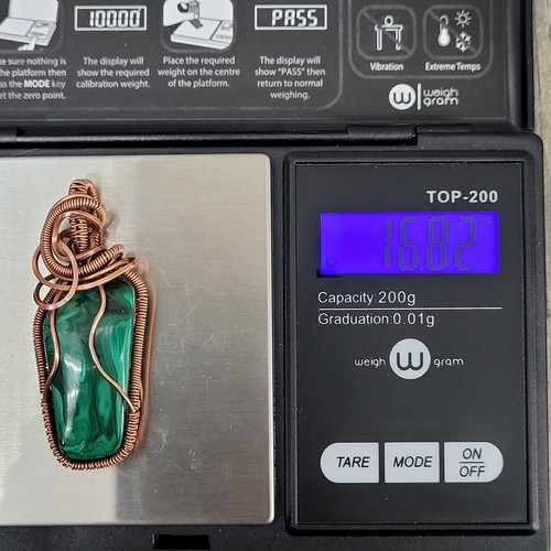 2" Natural Malachite Amulet Pendant Coiled Copper Wire Wrapped USA Made Witchy - Picture 12 of 12