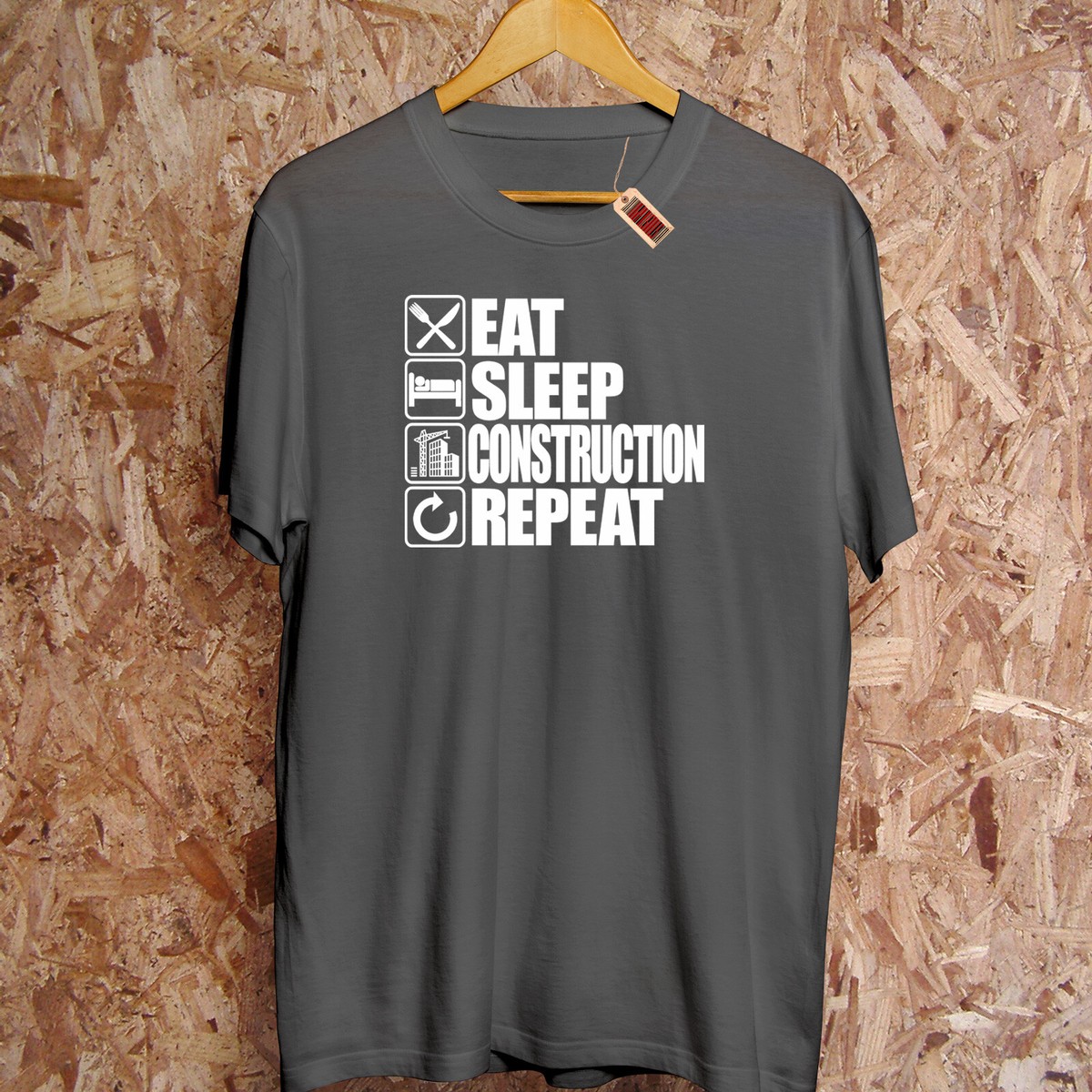 Eat Sleep CONSTRUCTION Repeat T-Shirt Building Site Dad Trade DIY Hoodie  Gift