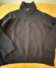 JOS A BANKS SWEATER MENS SZ L SHAWL COLLAR LAMBS WOOL BLUE