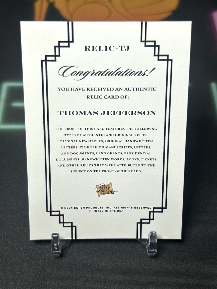 2024 Pieces of the Past Thomas Jefferson Relic Card eBay