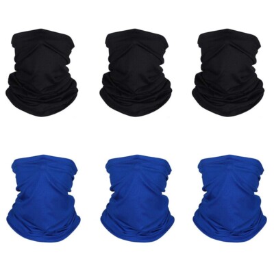6pcs Face mask Neck Gaiter Headband Bandana Seamless Scarf Sun UV Protection 