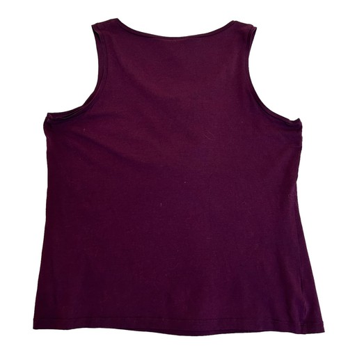 Ann Taylor Factory Tank Top Womens Petite L Sleeveless Purple Ruffle Accent - Picture 9 of 15