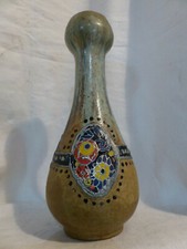 vase  art nouveaux deco gres style  BOCH KERAMIS plaque metal peinte 