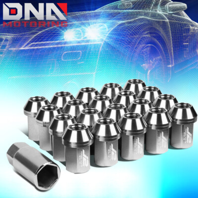 J2 ENGINEERING SILVER 20PCS M12X1.5 35MM 7075-T6 ALUMINUM LUG NUT SET W/ADAPTER