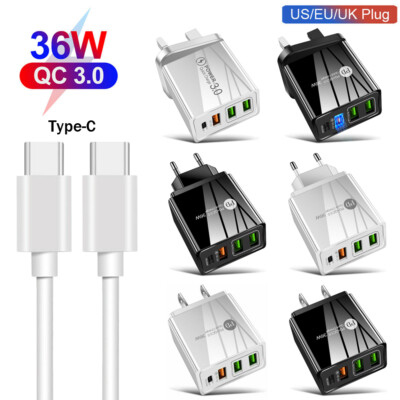 36W 4 Port Fast Charger USB Type-C Power Adapter For Xiaomi Poco M5 M4 Pro X3 GT