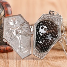 Women Men Unique Skull Quartz Analog Pocket Watch Necklace Chain Best Xmas Gifts